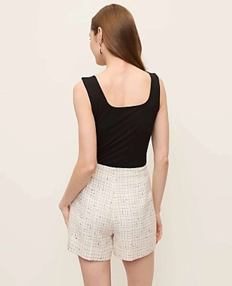 Ann Taylor The Side Zip Short Tweed Ivory Multi Women's