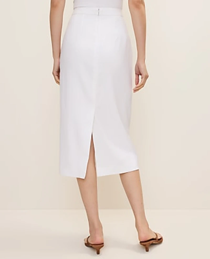 Ann Taylor The Petite Column Midi Skirt in Linen Blend Size 12 White Women's