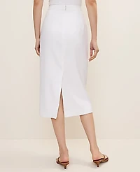Ann Taylor The Petite Column Midi Skirt in Linen Blend Size 12 White Women's