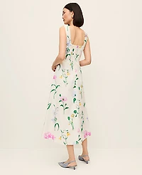 Ann Taylor Floral Flare Midi Dress Winter White Women's