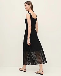 Ann Taylor Ribbed Flare Sweater Dress Black Women's