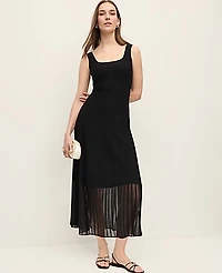 Ann Taylor Ribbed Flare Sweater Dress Black Women's