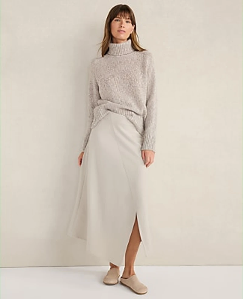 Ann Taylor Haven Well Within Marled Cashmere Cocoon Crewneck Sweater Icy Blue Heather Women's