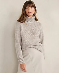 Ann Taylor Haven Well Within Marled Cashmere Cocoon Crewneck Sweater Icy Blue Heather Women's