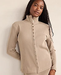 Ann Taylor Haven Well Within Ottoman Rib Button-Front Top Women's