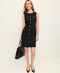 Ann Taylor Button Shift Dress Size 14 Black Women's