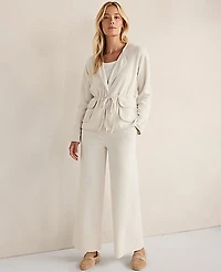 Ann Taylor Haven Well Within Brushed Terry Open Front Jacket Full Moon Grey Women's
