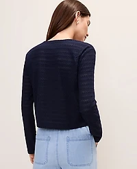 Ann Taylor Petite Textured Knit Cardigan Night Sky Women's