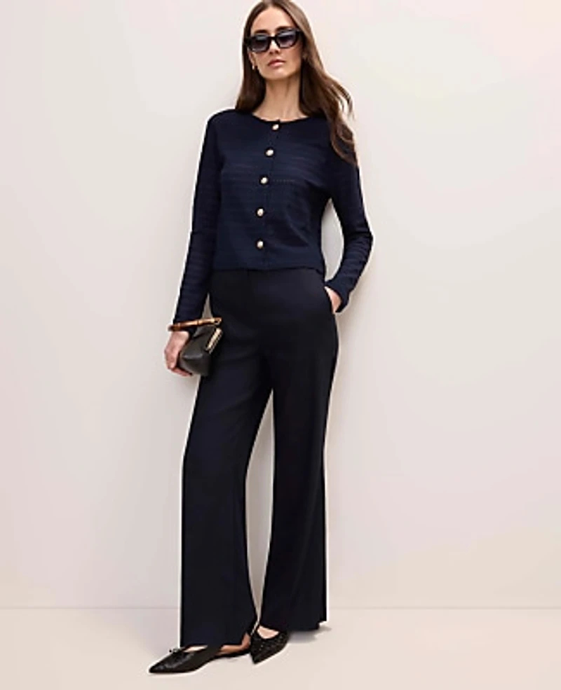 Ann Taylor Petite Textured Knit Cardigan Size Large Night Sky Women's