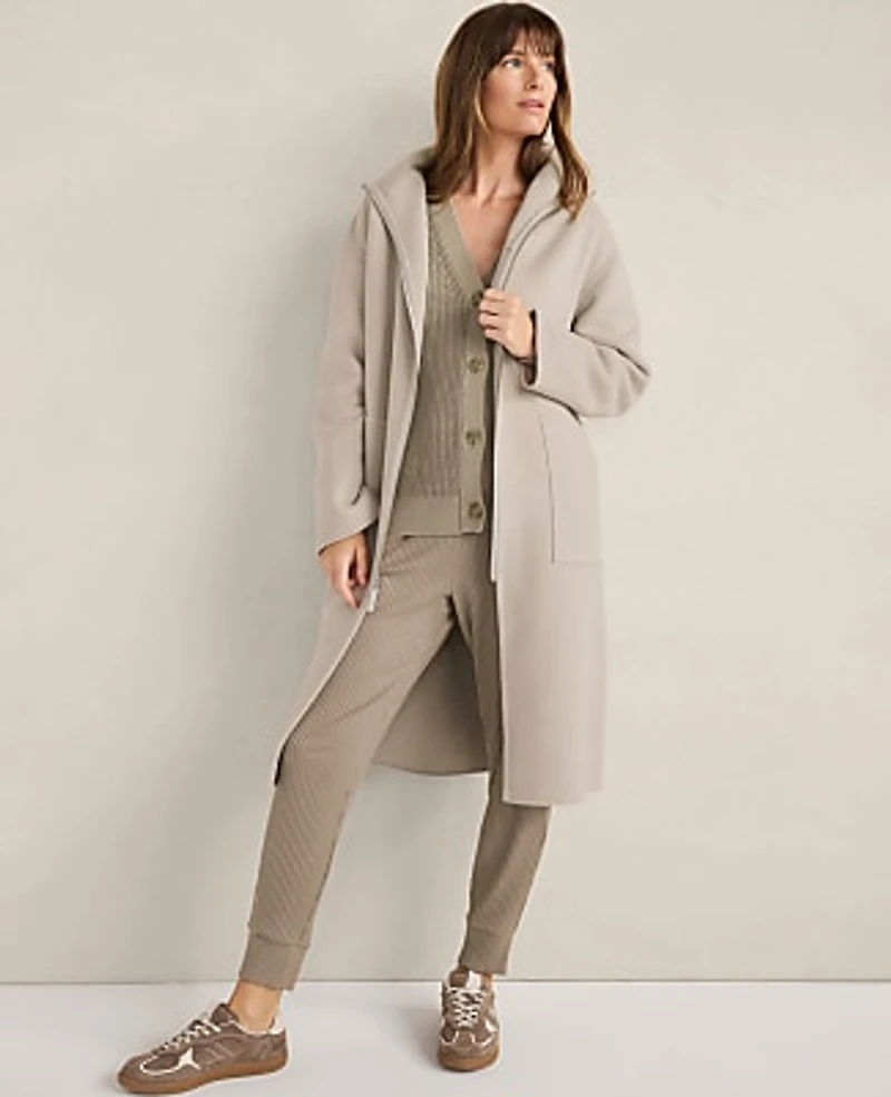 Ann Taylor Haven Well Within Wool Blend Funnel Neck Coat Light Ash Melange Women's
