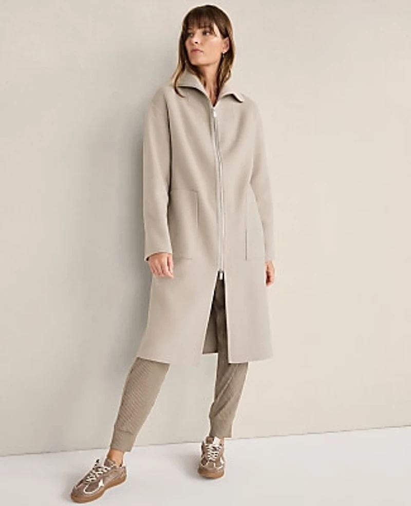 Ann Taylor Haven Well Within Wool Blend Funnel Neck Coat Light Ash Melange Women's
