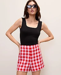 Ann Taylor The Petite Gingham Side Zip Short Aperol Women's