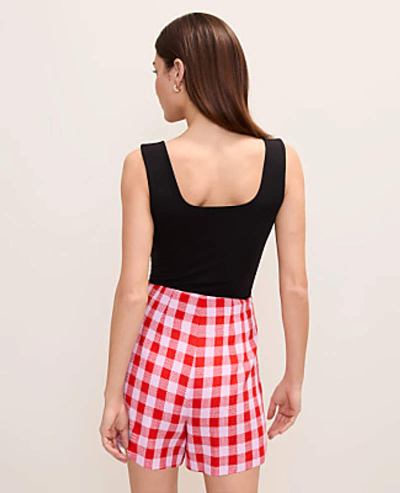 Ann Taylor The Petite Gingham Side Zip Short Aperol Women's