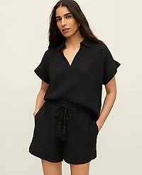 Ann Taylor The Petite Pull-On Short Cotton Gauze Women's