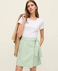 Ann Taylor Petite Weekend Belted Wrap Effect Skirt Aqua Foam Women's