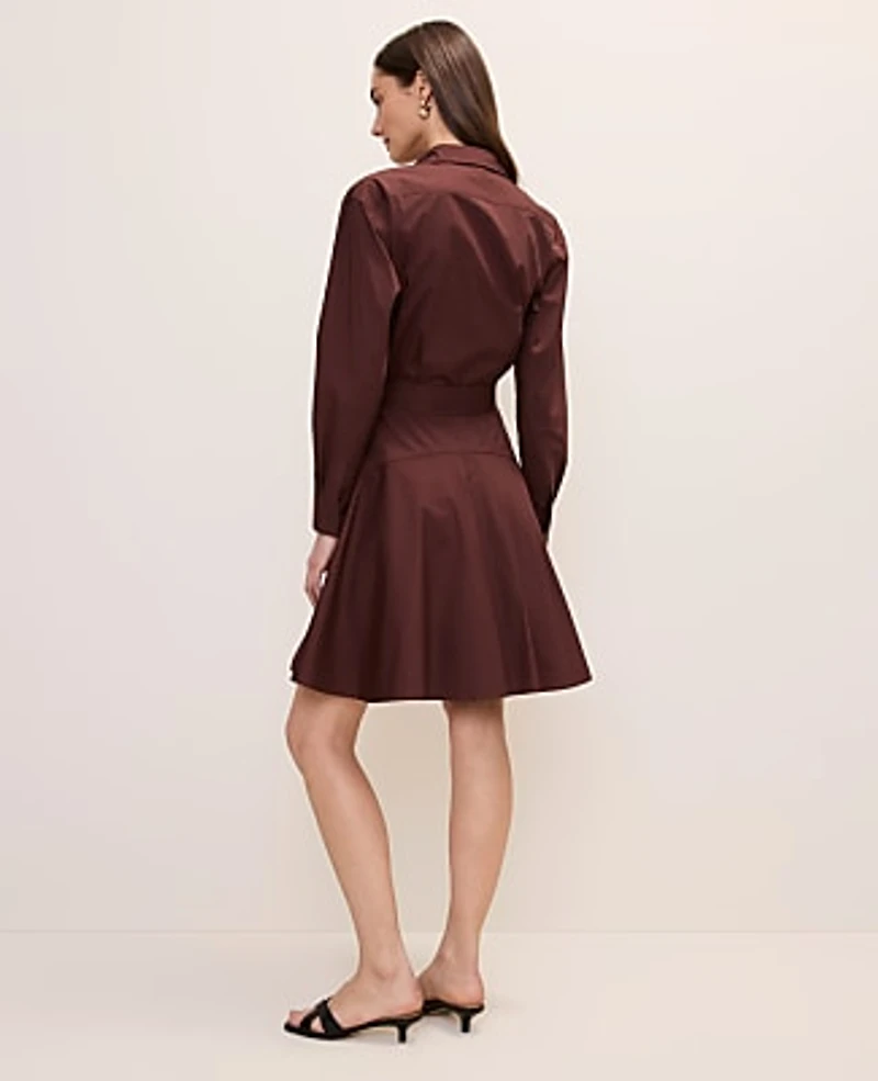Ann Taylor Petite Belted Collared Shirtdress Women's
