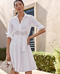 Ann Taylor Petite Belted Collared Shirtdress Women's