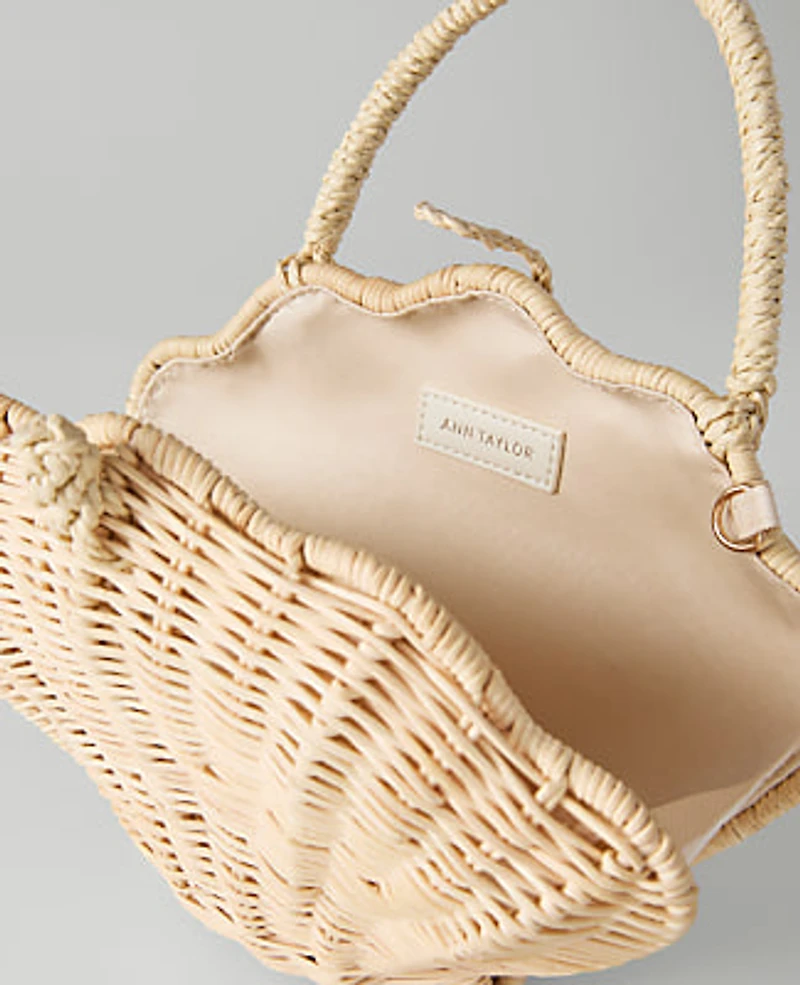 Ann Taylor Weekend Rattan Shell Crossbody Natural Women's