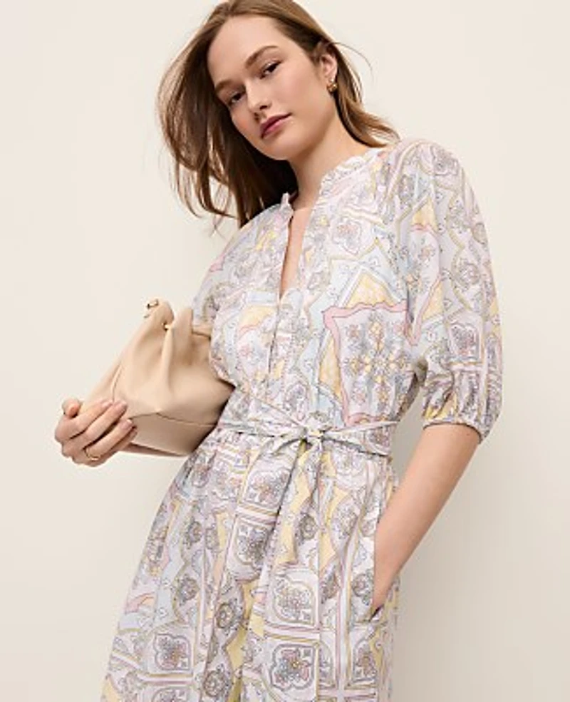 Ann Taylor Petite Paisley Flare Dress Size 10 Women's