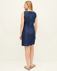 Ann Taylor Petite Denim Boatneck Shift Dress Dark Enzyme Wash Women's