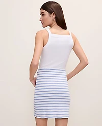 Ann Taylor Petite Weekend Striped Easy Fit Skirt Winter White B Women's