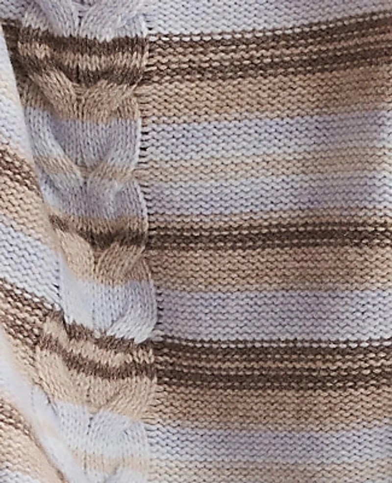 Ann Taylor Haven Well Within Wool Blend Cable Stripe Crewneck Sweater Heron Heather-Haven Women's