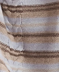Ann Taylor Haven Well Within Wool Blend Cable Stripe Crewneck Sweater Heron Heather-Haven Women's