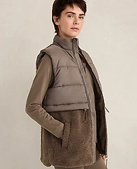 Ann Taylor Haven Well Within Sherpa Puffer Vest Saddle Brown Women's