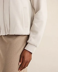 Ann Taylor Haven Well Within Soft-Brushed Fleece Bubble Bomber Oyster Shell Women's
