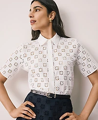 Ann Taylor Eyelet Blouse Women's