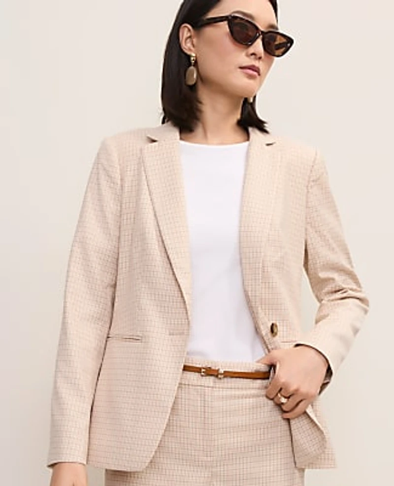 Ann Taylor The Hutton Blazer Houndstooth Neutral Blend Women's