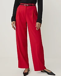 Ann Taylor The Pleated Straight Pant Bright Poppy Women's