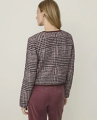 Ann Taylor Weekend Glen Check Crew Neck Jacket Multi Combo Women's