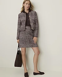 Ann Taylor Weekend Glen Check Crew Neck Jacket Multi Combo Women's