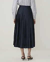 Ann Taylor Pleated Midi Skirt Satin Women's