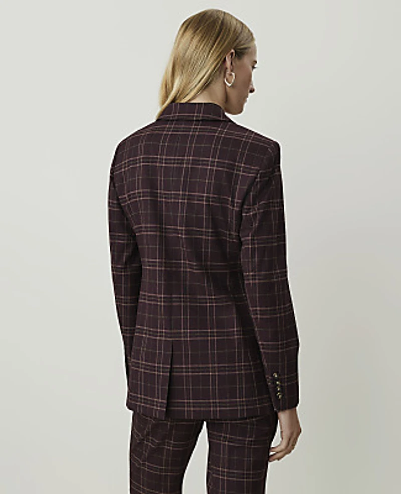 Ann Taylor The Crosby Blazer Plaid Deep Plum Multi Women's