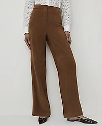 Ann Taylor The Straight Pant Genuine Suede Caramel Women's