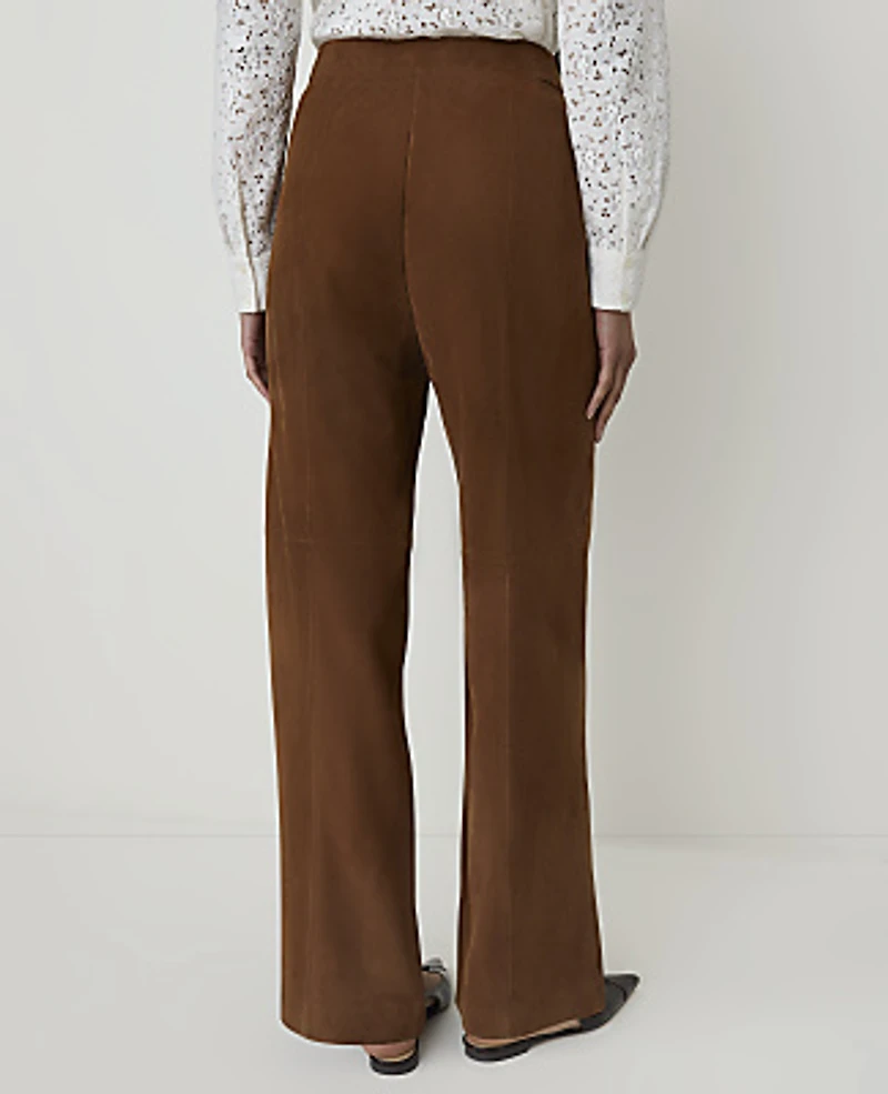 Ann Taylor The Straight Pant Genuine Suede Caramel Women's