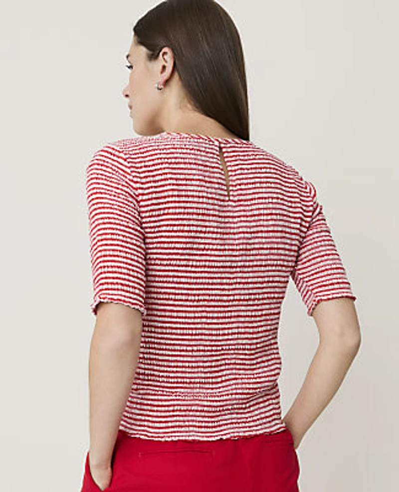 Ann Taylor Gingham Smocked Ruffle Trimmed Top Women's
