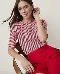 Ann Taylor Gingham Smocked Ruffle Trimmed Top Women's