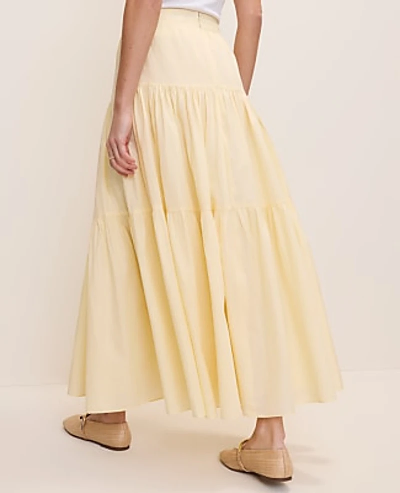 Ann Taylor Petite Weekend Tiered Full Skirt Lemon Pavlova Women's