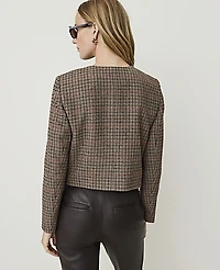 Ann Taylor The Crew Neck Jacket Houndstooth Combo Women's