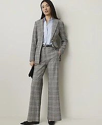 Ann Taylor The Plaid Fitted Long Blazer Blue Women's