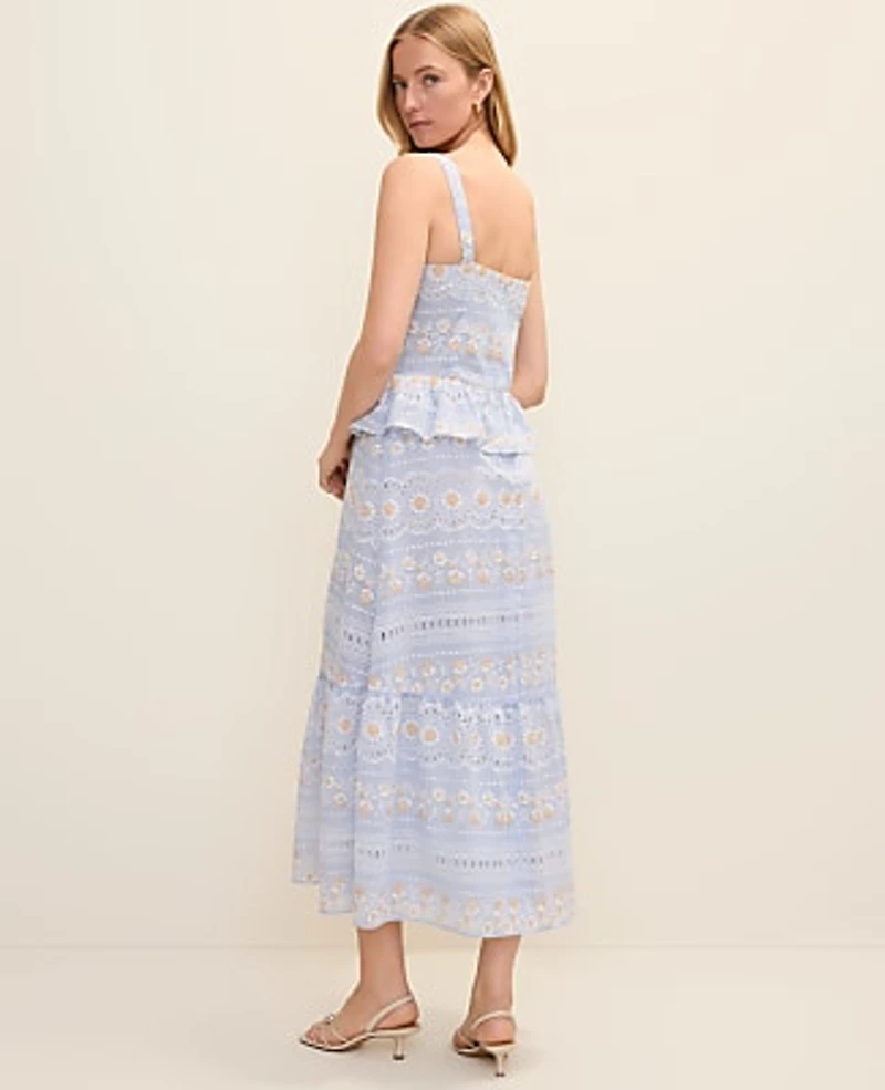 Ann Taylor Eyelet Peplum Midi Dress Crystal Lavender Women's