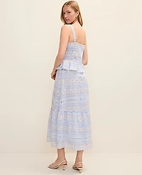 Ann Taylor Eyelet Peplum Midi Dress Crystal Lavender Women's