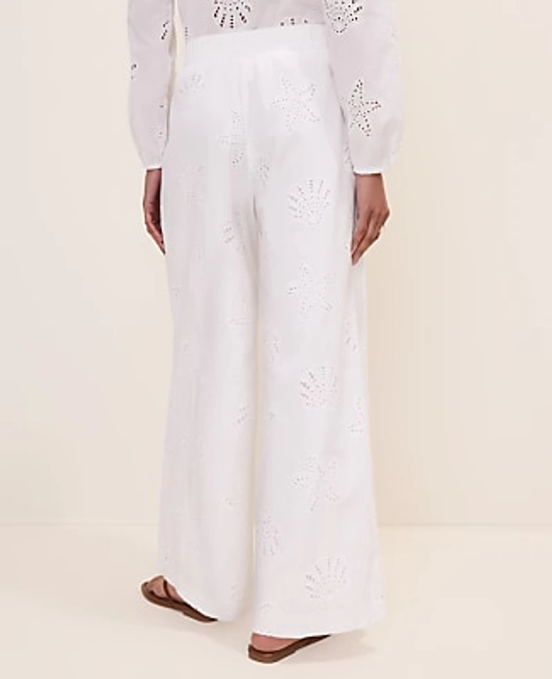 Ann Taylor The Petite Eyelet Easy Palazzo Pant White 9000 Women's
