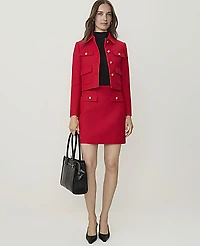 Ann Taylor Pocket A-Line Skirt Tweed Bright Poppy Women's