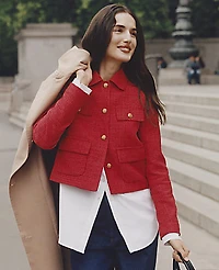 Ann Taylor Collared Jacket Tweed Bright Poppy Women's