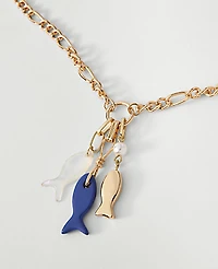 Ann Taylor Mixed Fish Charm Necklace Goldtone Women's