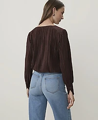 Ann Taylor Pleated V-Neck Blouse Women's